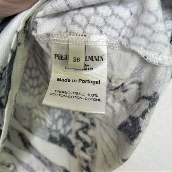 𝅺PIERRE Balmain Scoopneck Chain Animal Print Asymmetric Top 36 - Picture 3 of 5